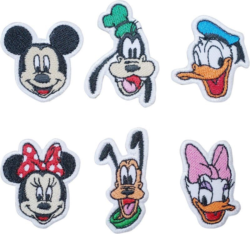 Octory 6 PCS Mini Set Cute Cartoon Mickey Iron On Patch for Clothing Saw On/Iron On Embroidered Patch Applique for Jeans, Hats, Bags - Image 1